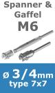 Rvs kabel 7x7(3/4mm) met spanner en gaffel