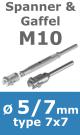 Rvs kabel 7x7(5/7mm) met spanner en gaffel