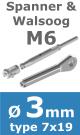 Rvs kabel 7x19(3mm) met spanner en walsoog