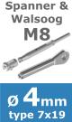 Rvs kabel 7x19(4mm) met spanner en walsoog