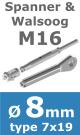 Rvs kabel 7x19(8mm) met spanner en walsoog