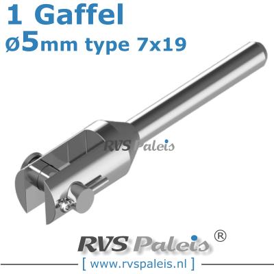 Rvs kabel 7x19(5mm) met 1 gaffel