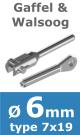 Rvs kabel 7x19(6mm) met gaffel en walsoog