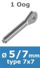 Rvs kabel 7x7(5/7mm) met 1 oog