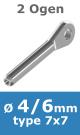 Rvs kabel 7x7(4/6mm) met 2 ogen