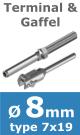 Rvs kabel 7x19(8mm) met terminal en gaffel