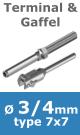 Rvs kabel 7x7(3/4mm) met terminal en gaffel