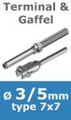 Rvs kabel 7x7(3/5mm) met terminal en gaffel
