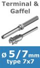 Rvs kabel 7x7(5/7mm) met terminal en gaffel