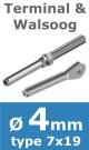 Rvs kabel 7x19(4mm) met terminal en walsoog