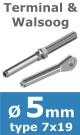 Rvs kabel 7x19(5mm) met terminal en walsoog