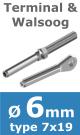 Rvs kabel 7x19(6mm) met terminal en walsoog