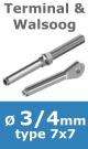 Rvs kabel 7x7(3/4mm) met terminal en walsoog