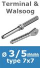 Rvs kabel 7x7(3/5mm) met terminal en walsoog