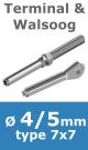 Rvs kabel 7x7(4/5mm) met terminal en walsoog