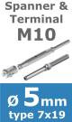 Rvs kabel 7x19(5mm) met spanner en terminal