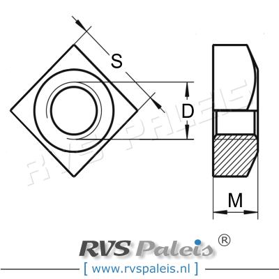 m10 / verp. 200 st. - vierkantmoer A2