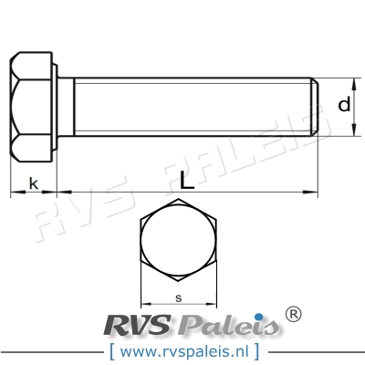 m8x16mm / verp. 200 st. - zeskanttapbout A4