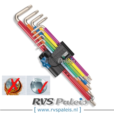 Torx sleutelset 9-delig / per set - RVS (INOX) multicolor